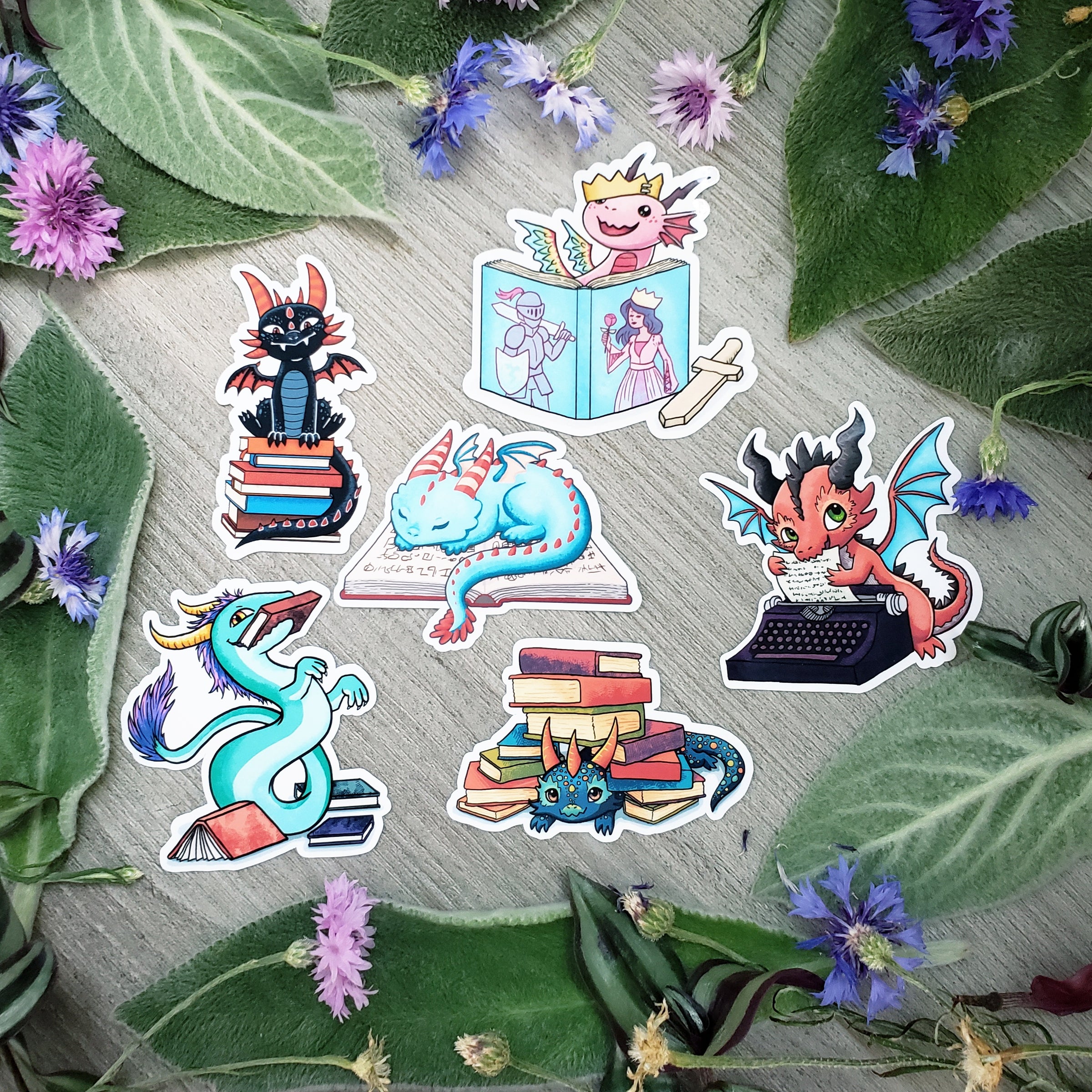 Dragons for Book Lovers Vinyl Sticker Set