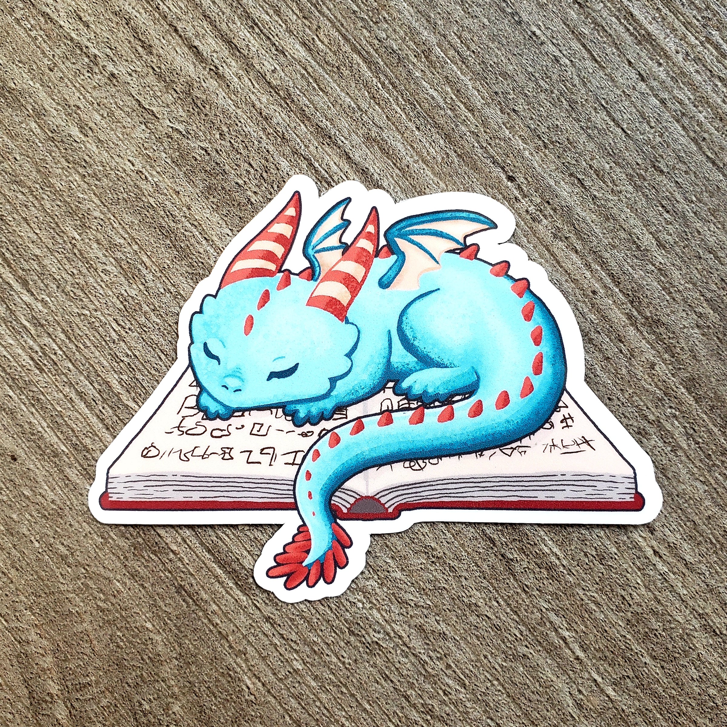 Sleepy Book Wyrm Vinyl Sticker