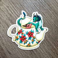 Teapot Dragons Vinyl Sticker