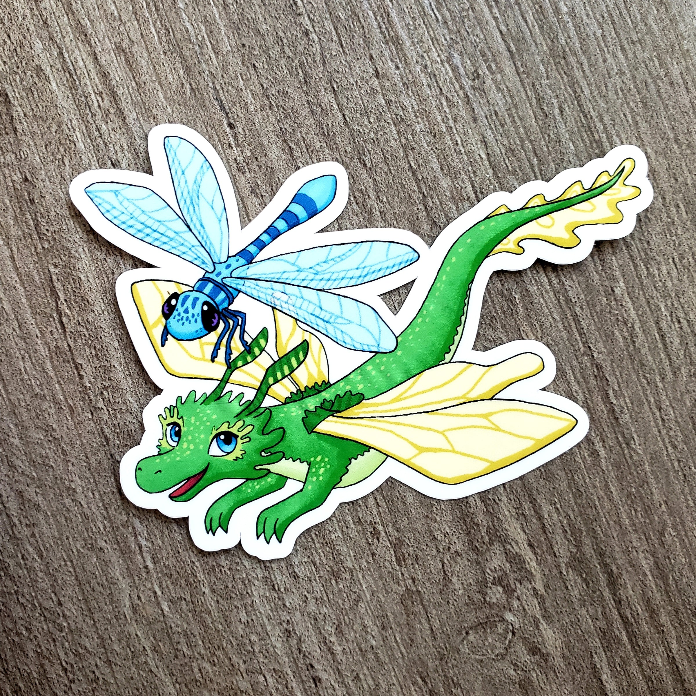 Tiny Dragon and Dragonfly Vinyl Sticker