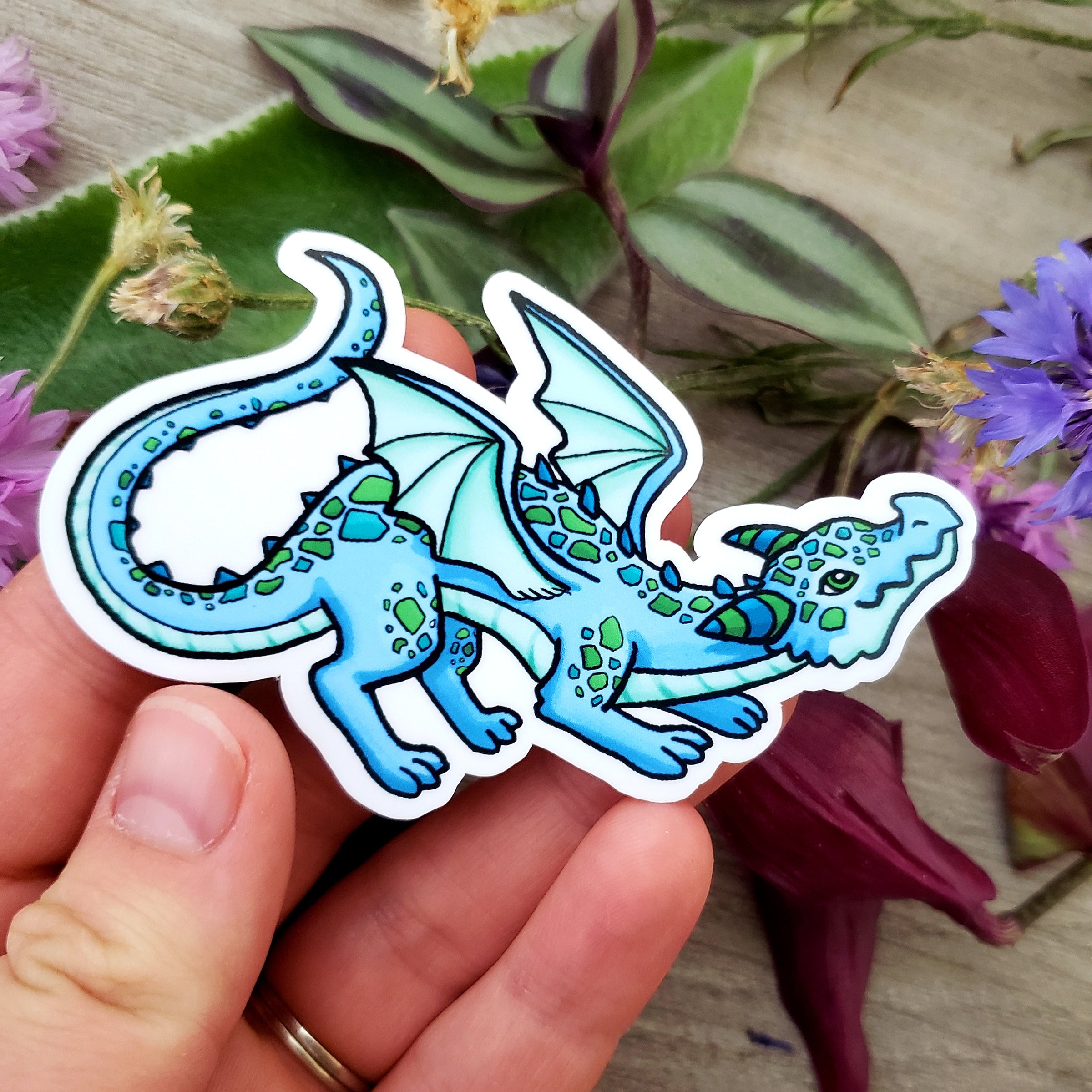 Playful Blue Dragon Vinyl Sticker