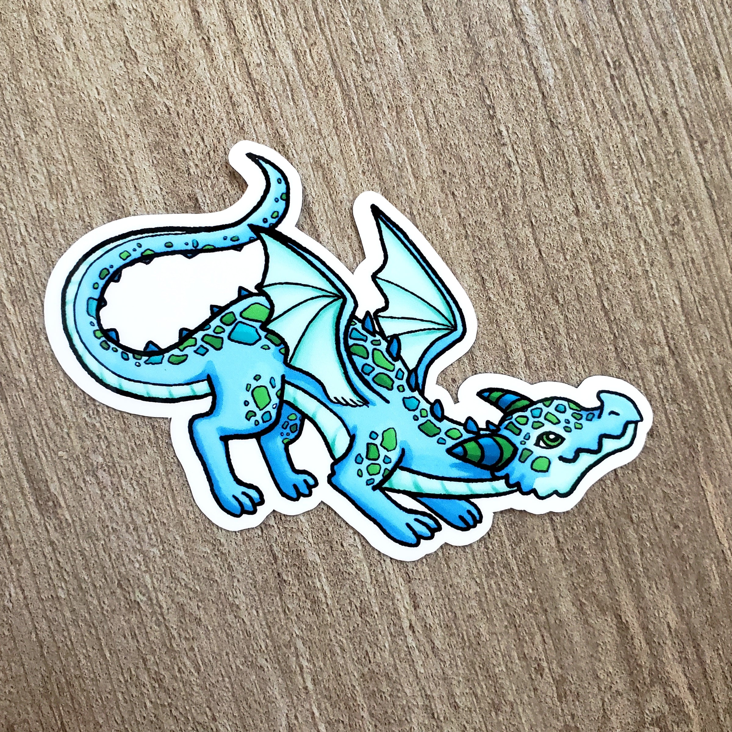 Playful Blue Dragon Vinyl Sticker