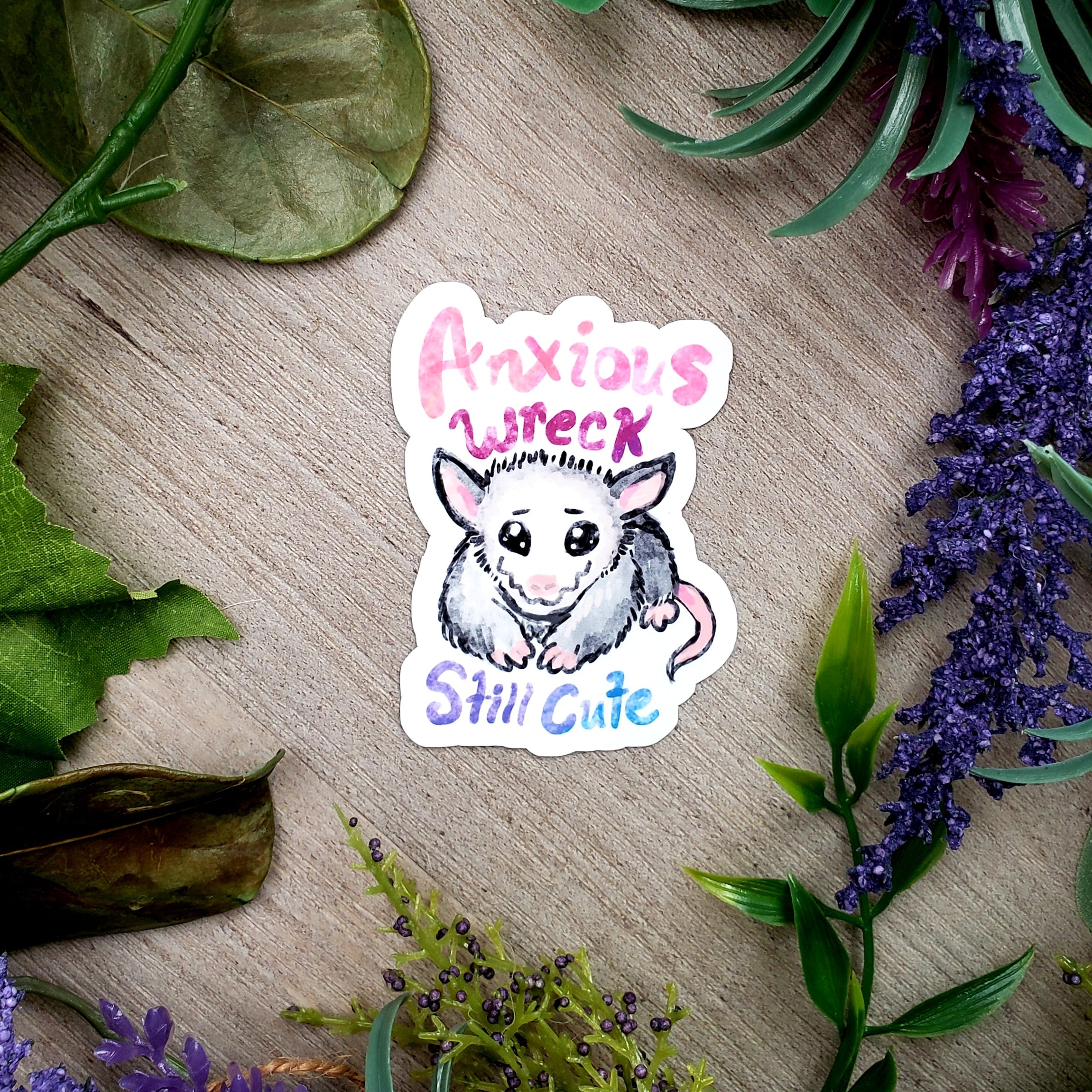 Anxious Opossum Vinyl Sticker