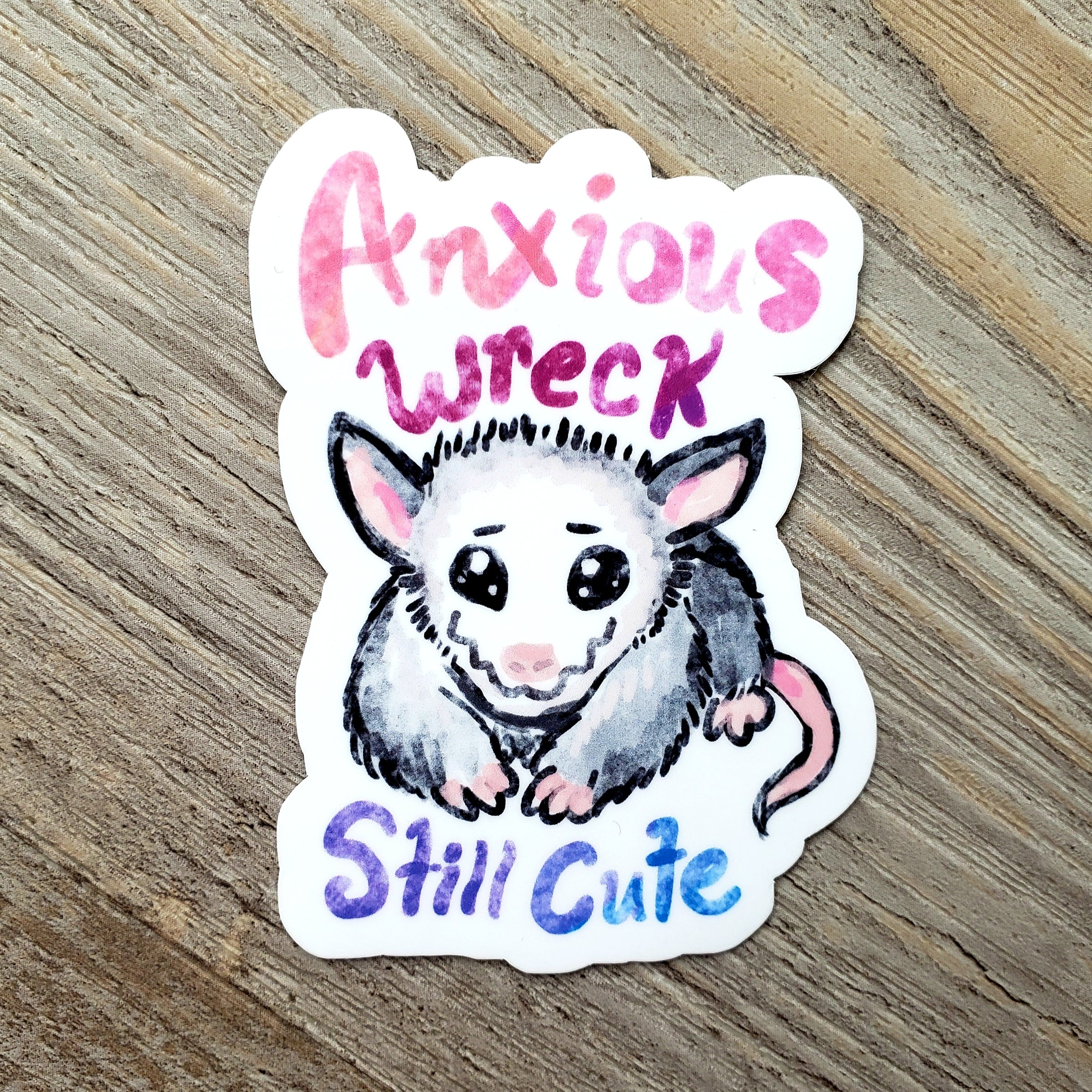 Anxious Opossum Vinyl Sticker