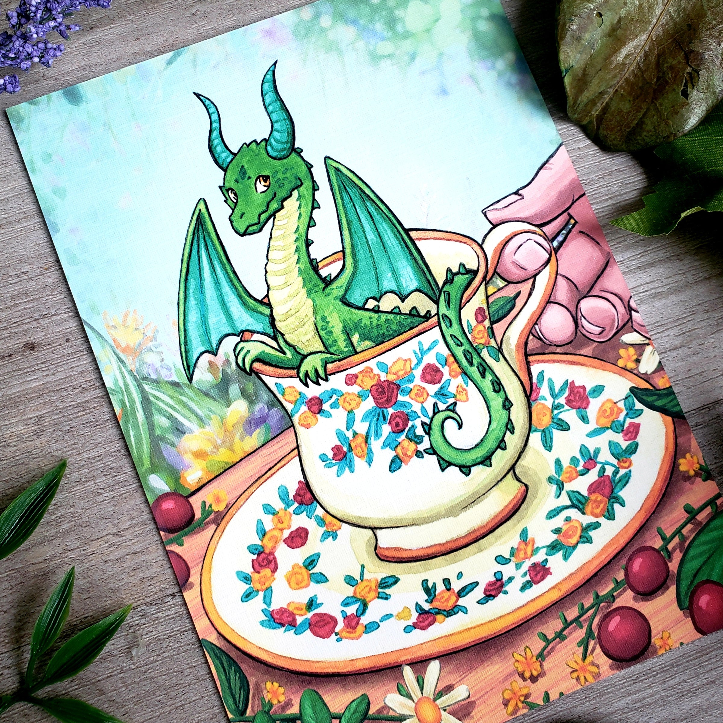 Tea with a Teacup Dragon Fine Art Print
