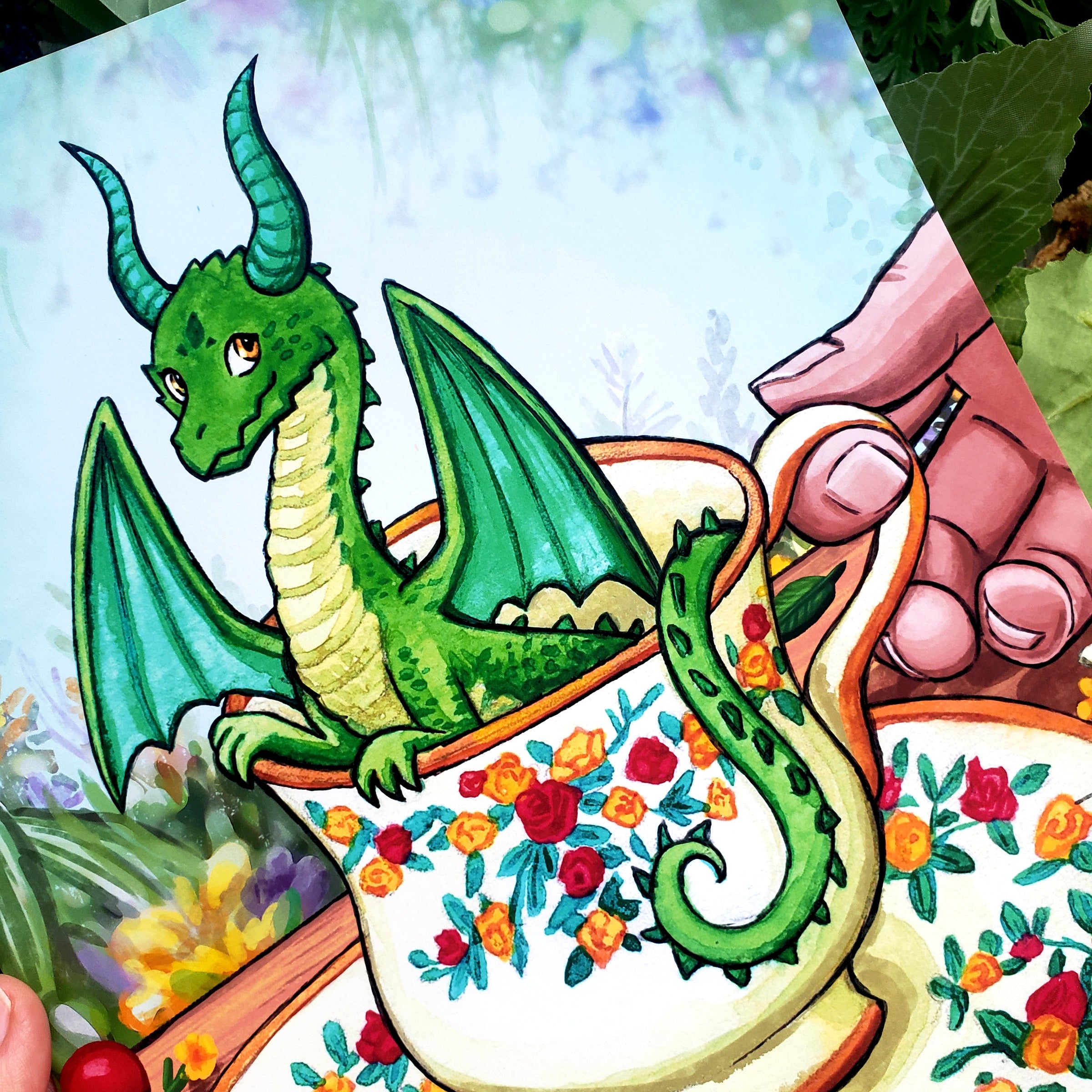 Tea with a Teacup Dragon Fine Art Print