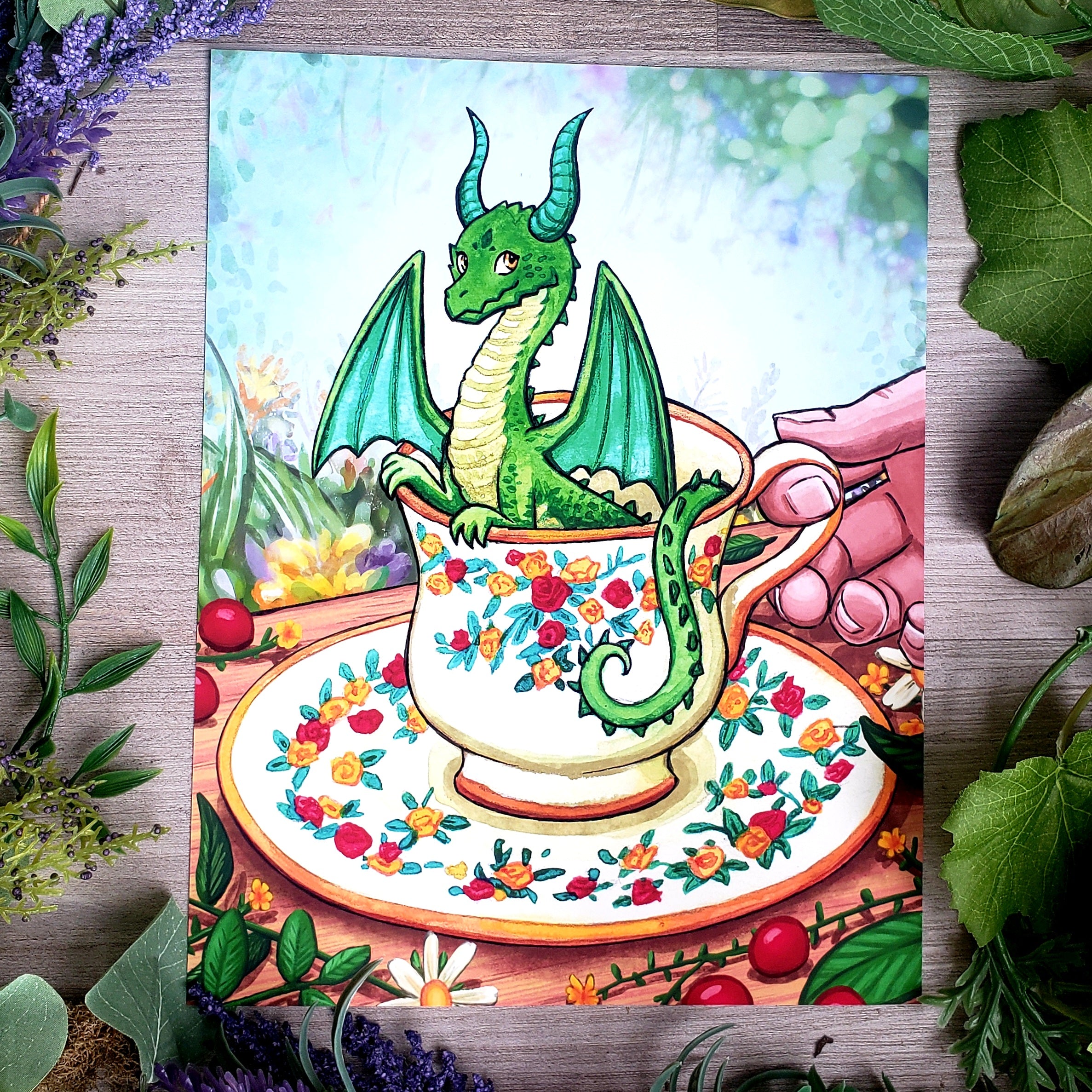 Tea with a Teacup Dragon Fine Art Print