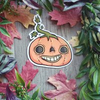 Old-fashioned Toothy Pumpkin Vinyl Sticker