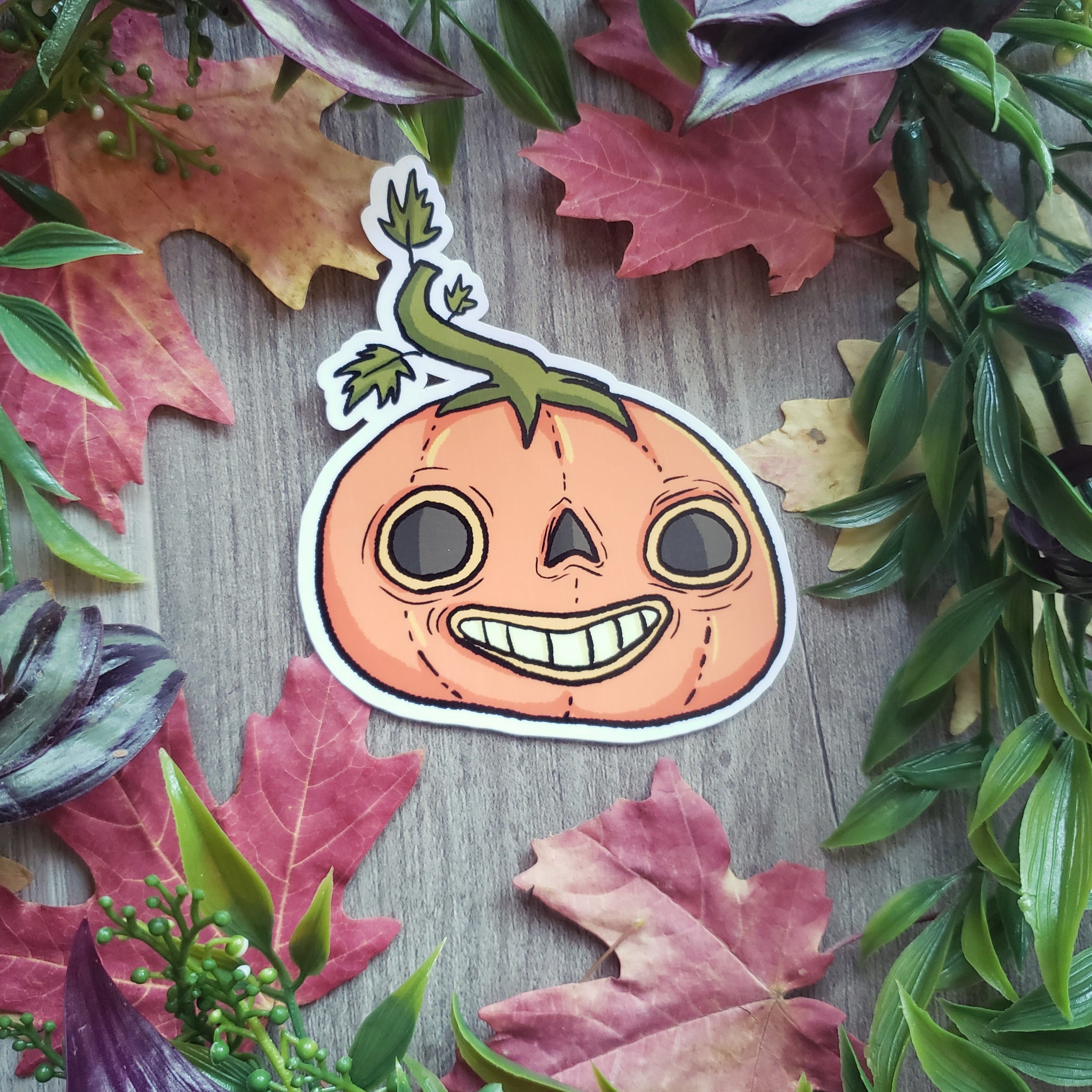Old-fashioned Toothy Pumpkin Vinyl Sticker