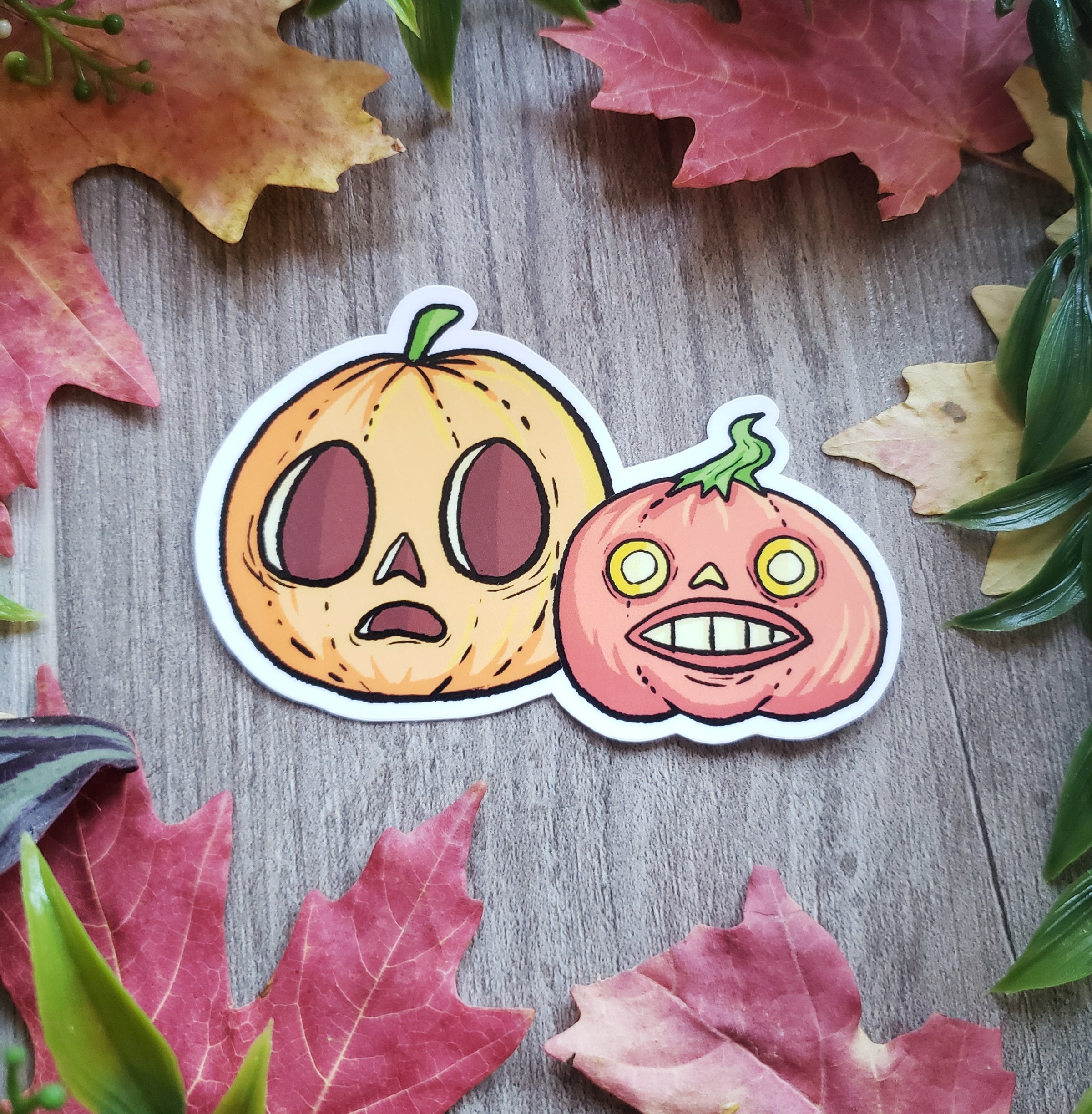 Old-fashioned Nervous Pumpkins Vinyl Sticker