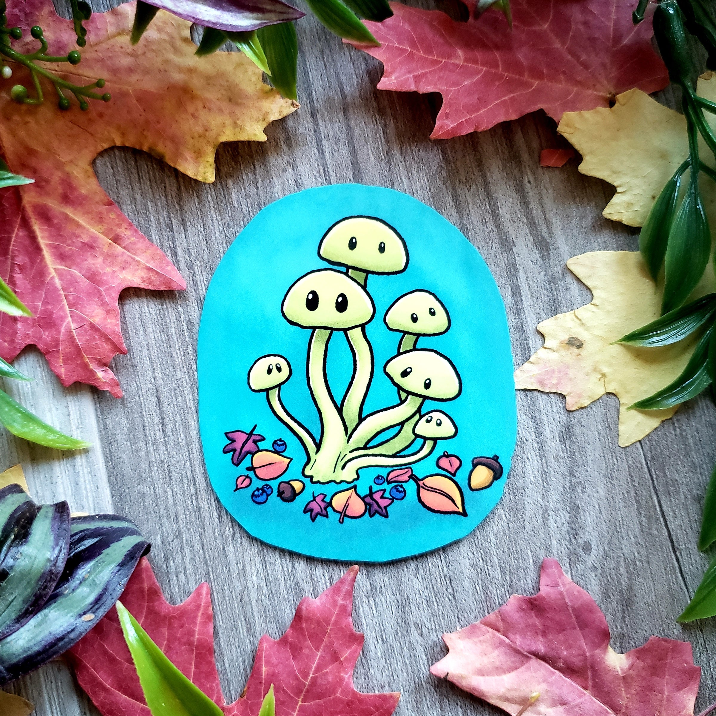Enokitake Autumn Mushroom Vinyl Sticker