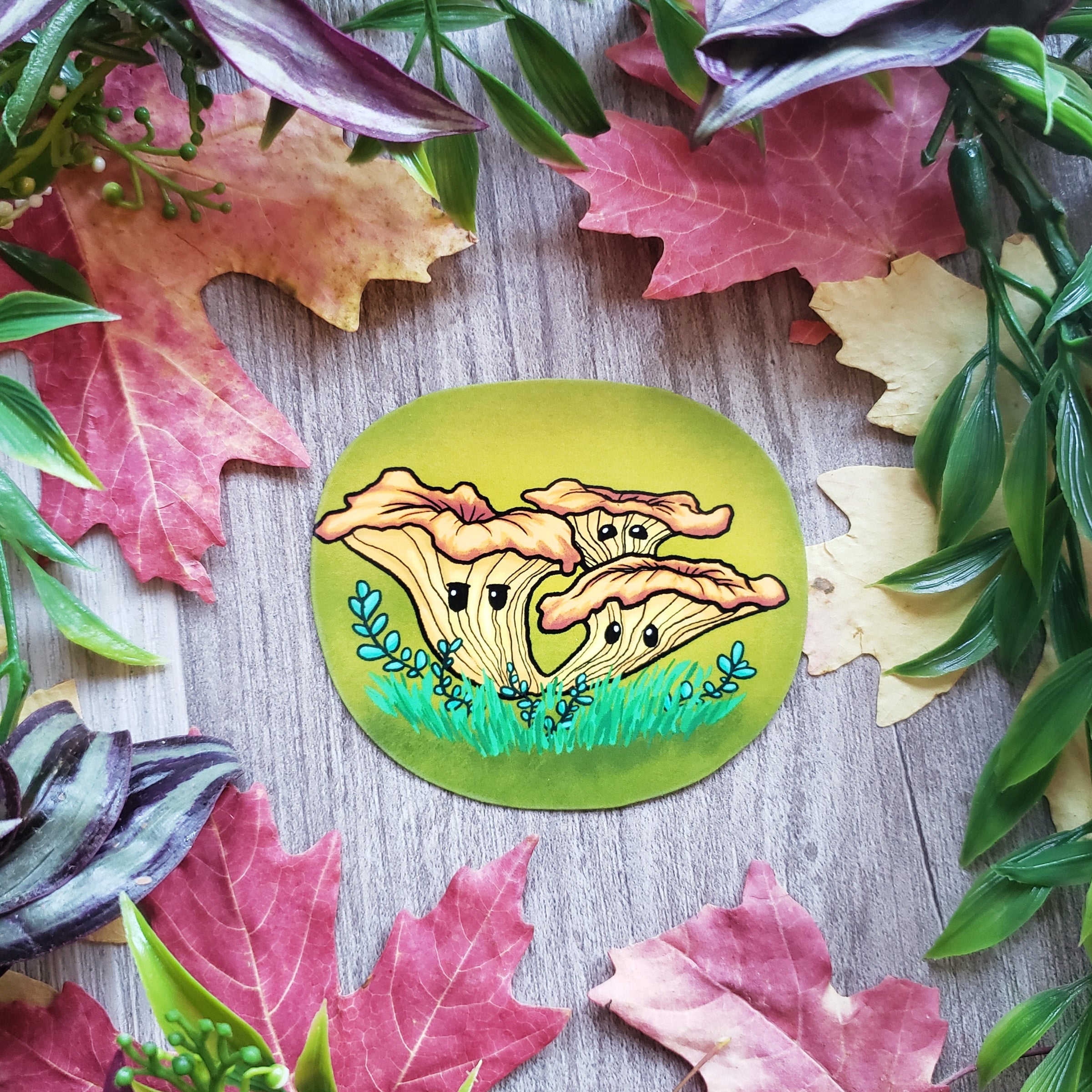 Chanterelle Autumn Mushroom Vinyl Sticker