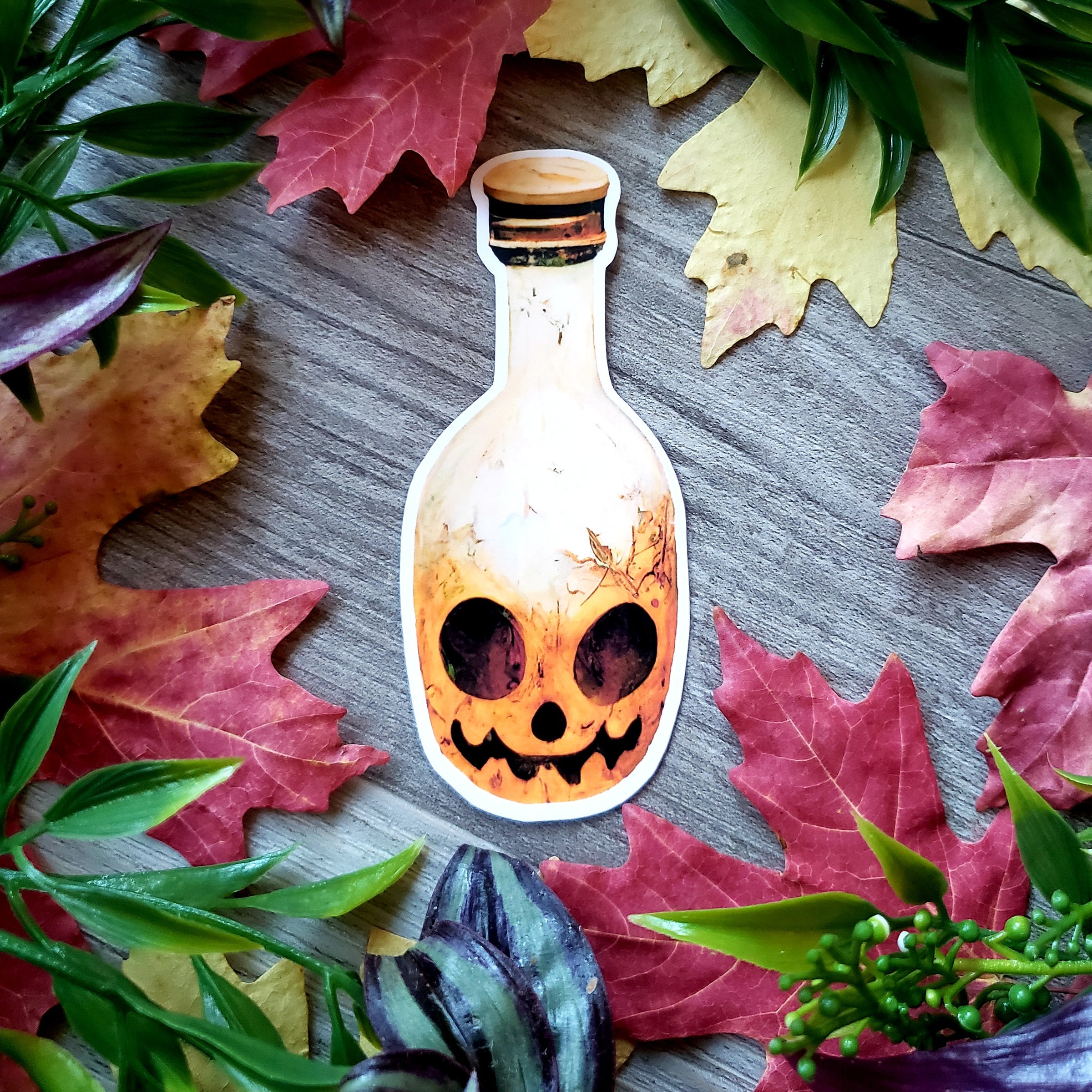 Vintage Halloween Pumpkin Jar Vinyl Sticker