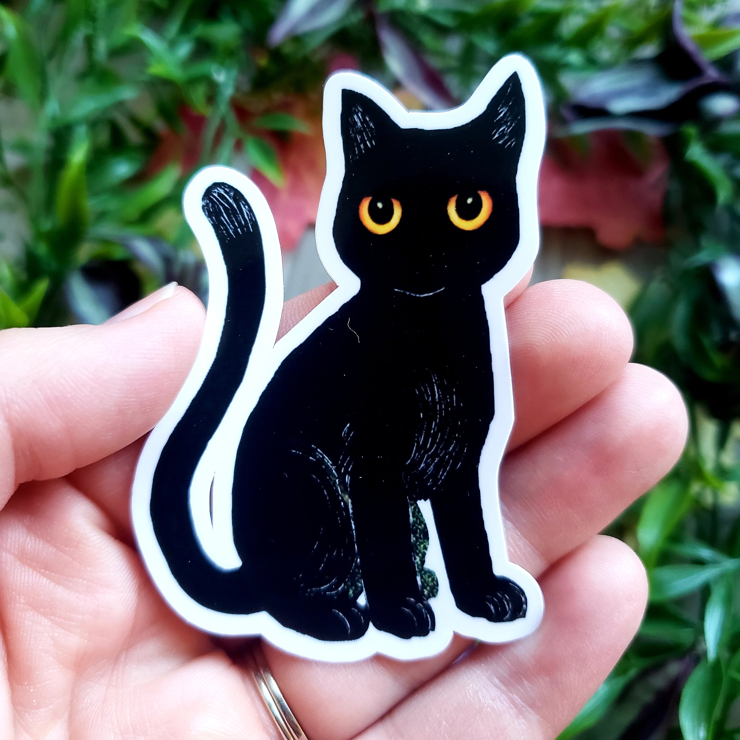 Vintage Halloween Black Cat Vinyl Sticker
