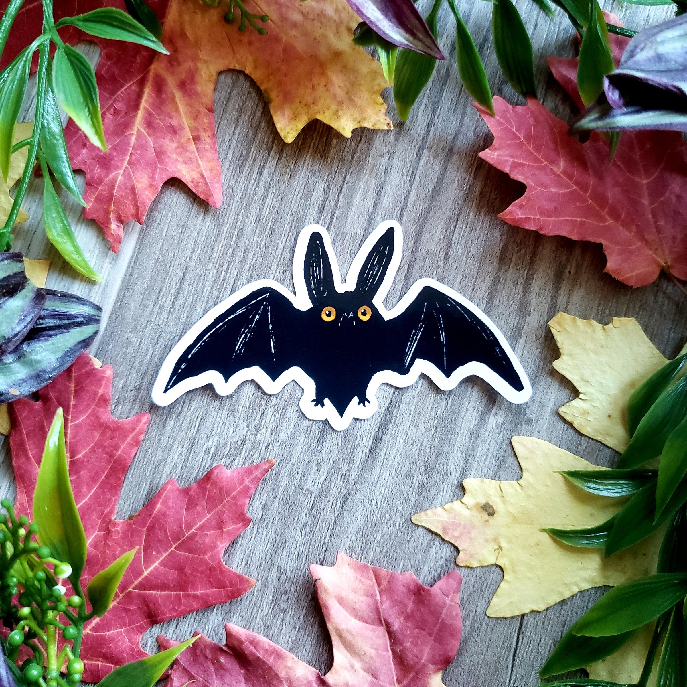Vintage Halloween Black Bat Vinyl Sticker