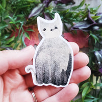 Vintage Halloween Cat Ghost Vinyl Sticker