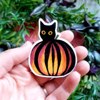 Vintage Halloween Hiding Black Cat Vinyl Sticker