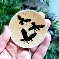 Vintage Halloween Raven Moon Vinyl Sticker