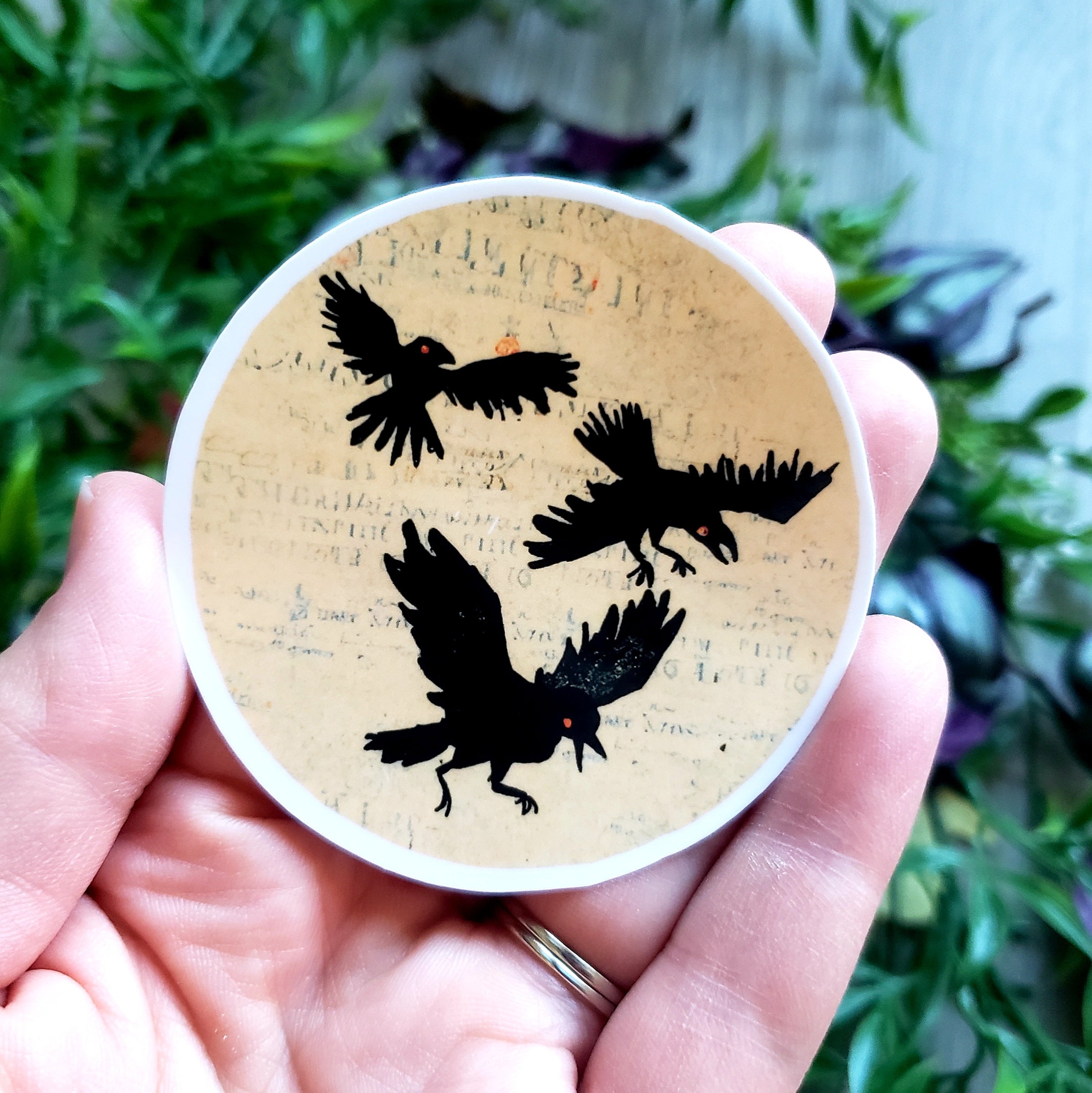 Vintage Halloween Raven Moon Vinyl Sticker