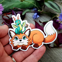 Tiny Dragon and Fox Vinyl Sticker