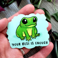 Positive Affirmation Frog Vinyl Sticker