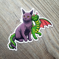 Dragon and Cat Vinyl Sticker