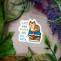 Cats and Books Vinyl Sticker