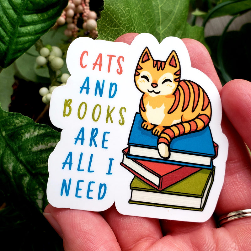 Cats and Books Vinyl Sticker