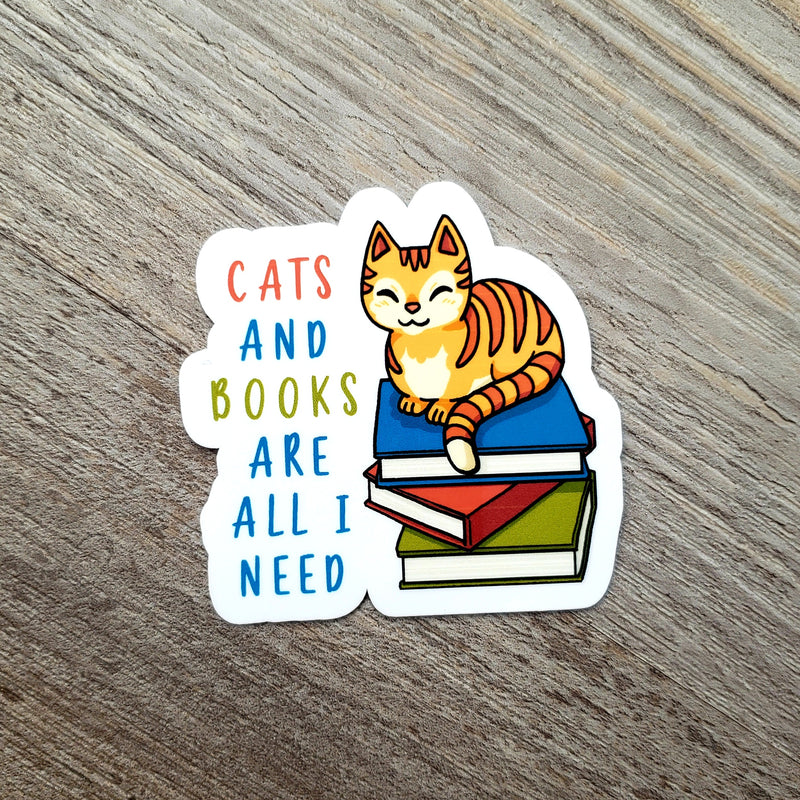 Cats and Books Vinyl Sticker