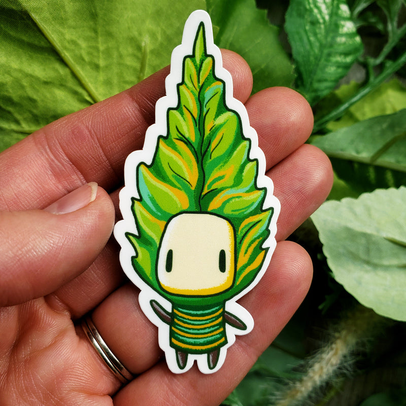 Leaf-headed Nature Spirit Vinyl Sticker