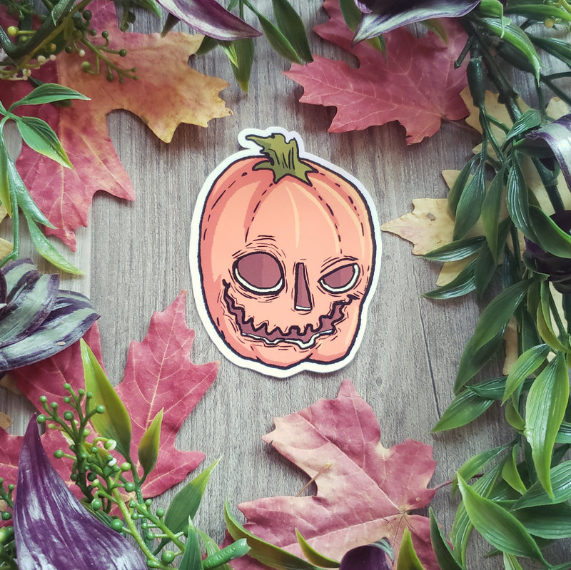 Old-fashioned Glaring Pumpkin Vinyl Sticker