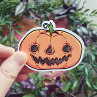 Old-fashioned Grinning Pumpkin Vinyl Sticker