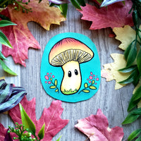 Orange Cap Autumn Mushroom Vinyl Sticker