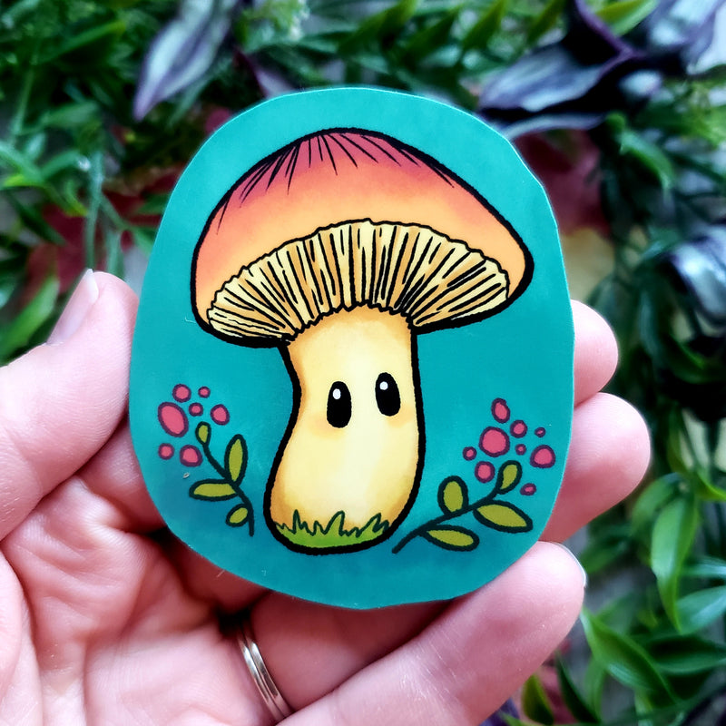 Orange Cap Autumn Mushroom Vinyl Sticker